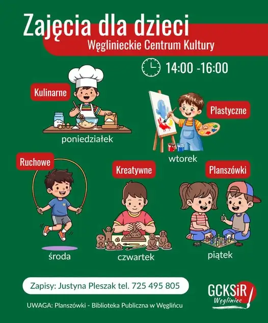 Węgliniec: popołudniowe zajęcia dla dzieci w Centrum Kultury – plan tygodnia