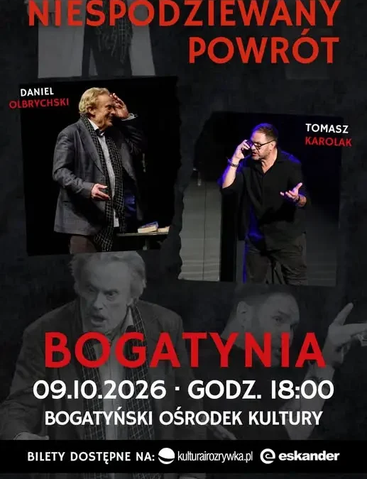 „Niespodziewany powrót” – gwiazdorski spektakl w Bogatyńskim Ośrodku Kultury