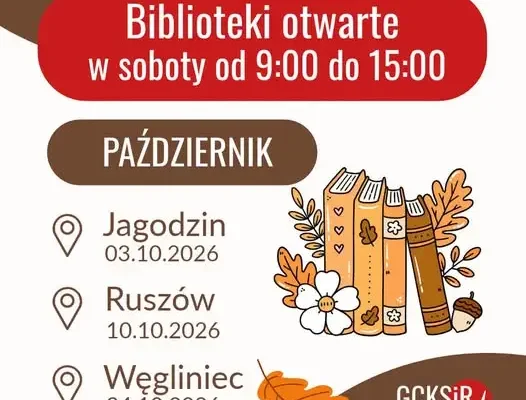 Biblioteki GCKSiR Węgliniec otwarte w soboty – październikowy grafik