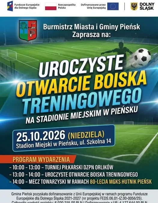 Pieńsk: nowe boisko treningowe otwarcie już 25 października