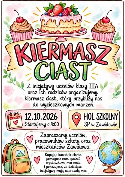 Kiermasz ciast klasy 3a w Zawidowie – słodka lekcja przedsiębiorczości