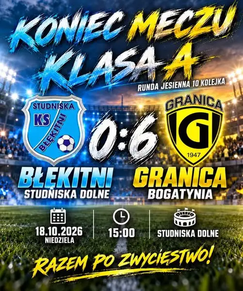 Granica Bogatynia rozgromiła Błękitnych Studniska 6:0 i umocniła się na czele