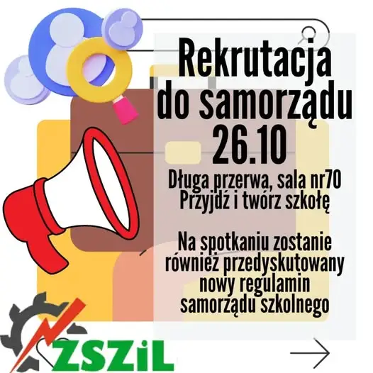 Samorząd szkolny ZSZiL zaprasza na spotkanie rekrutacyjne dla nowych członków