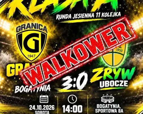 MKS Granica Bogatynia wygrywa walkowerem z LKS Zryw Ubocze