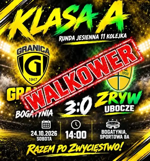 MKS Granica Bogatynia wygrywa walkowerem z LKS Zryw Ubocze
