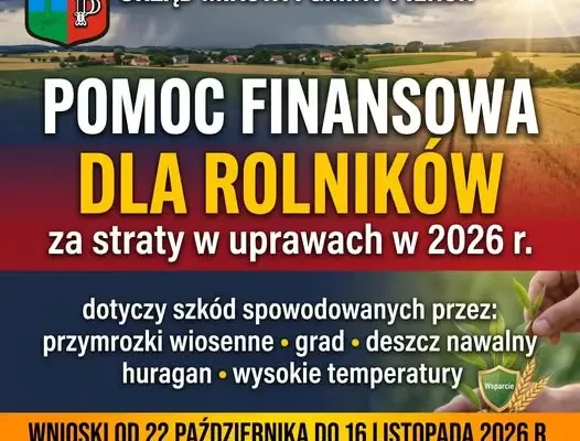 Pomoc dla rolników z gminy Pieńsk po stratach w uprawach – wnioski do 16 listopada