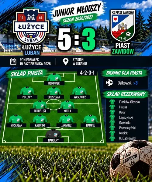 Piast przegrywa w Lubaniu, ale utrzymuje pozycję lidera