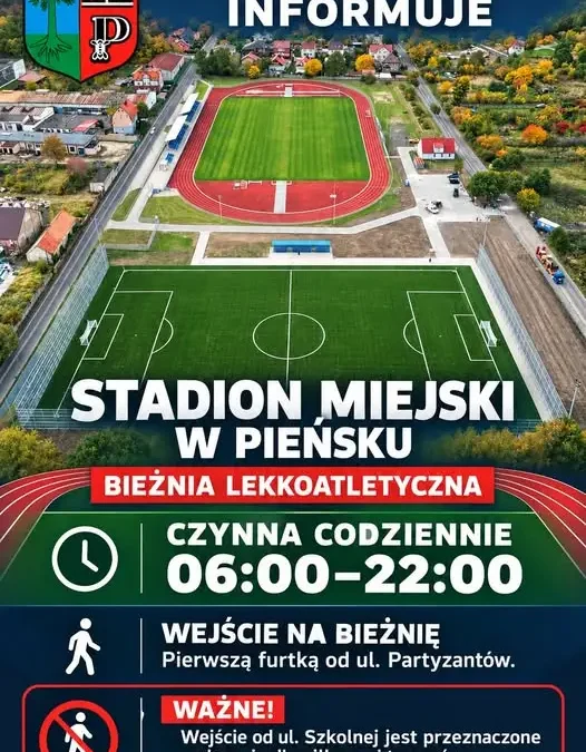 Bieżnia na Stadionie Miejskim w Pieńsku – zasady korzystania i godziny otwarcia